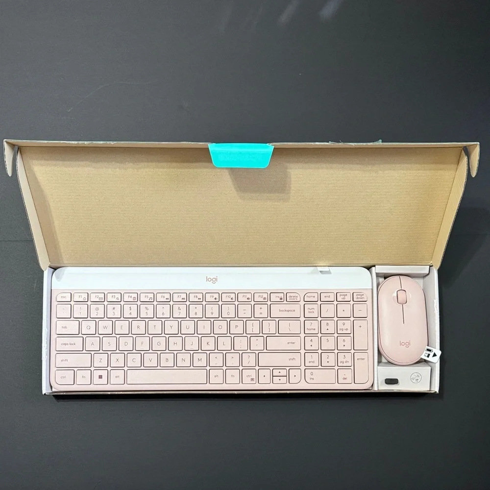 Logitech Slim Combo MK470 Wireless Keyboard and Mouse - Pink and White - Picture 2 of 3